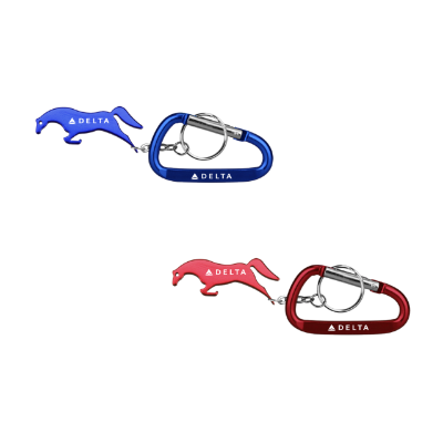 Delta Horse Shape Bottle Opener Keychain and Carabiner 100pk